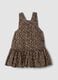 Brown pure cotton dress with animal print, oversized fit_1