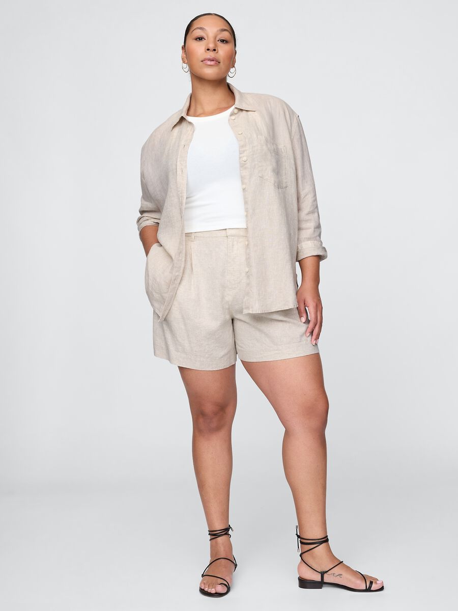 Beige Gap Shorts in Linen and Viscose_4