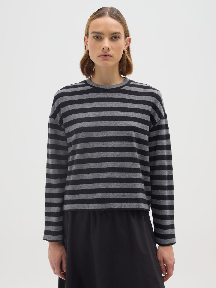 Multicolour striped regular fit sweater_0