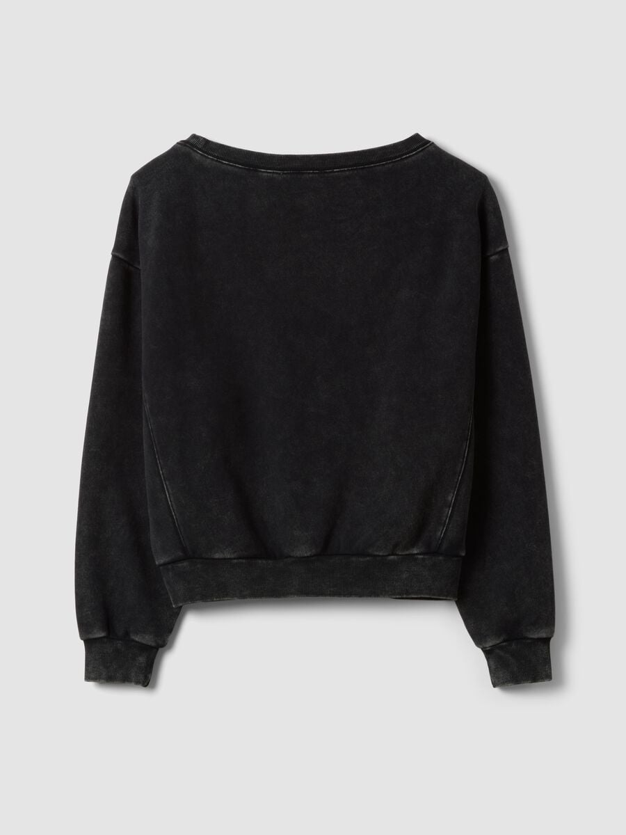 Black cotton-blend sweatshirt with boat neckline_2