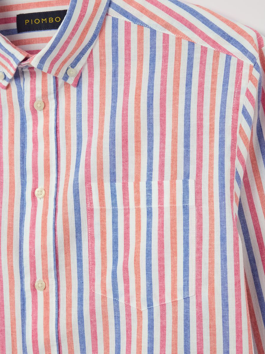 Multicoloured striped shirt in linen and cotton_5