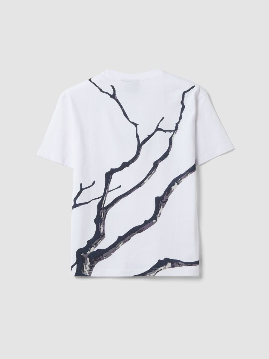 T-shirt bianca in puro cotone con scritta Nature per ragazzo_5