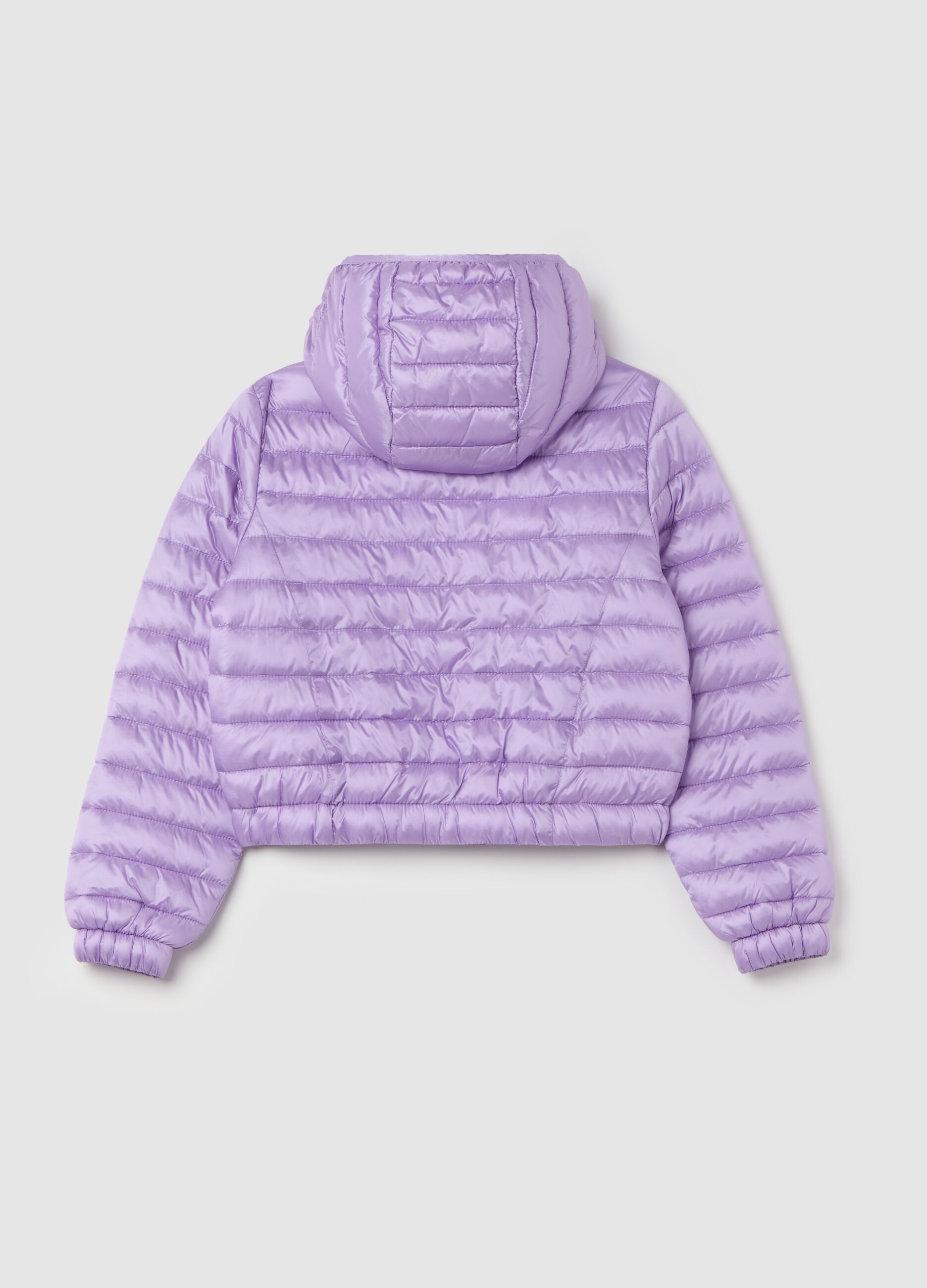 Piumino ultralight crop con cappuccio