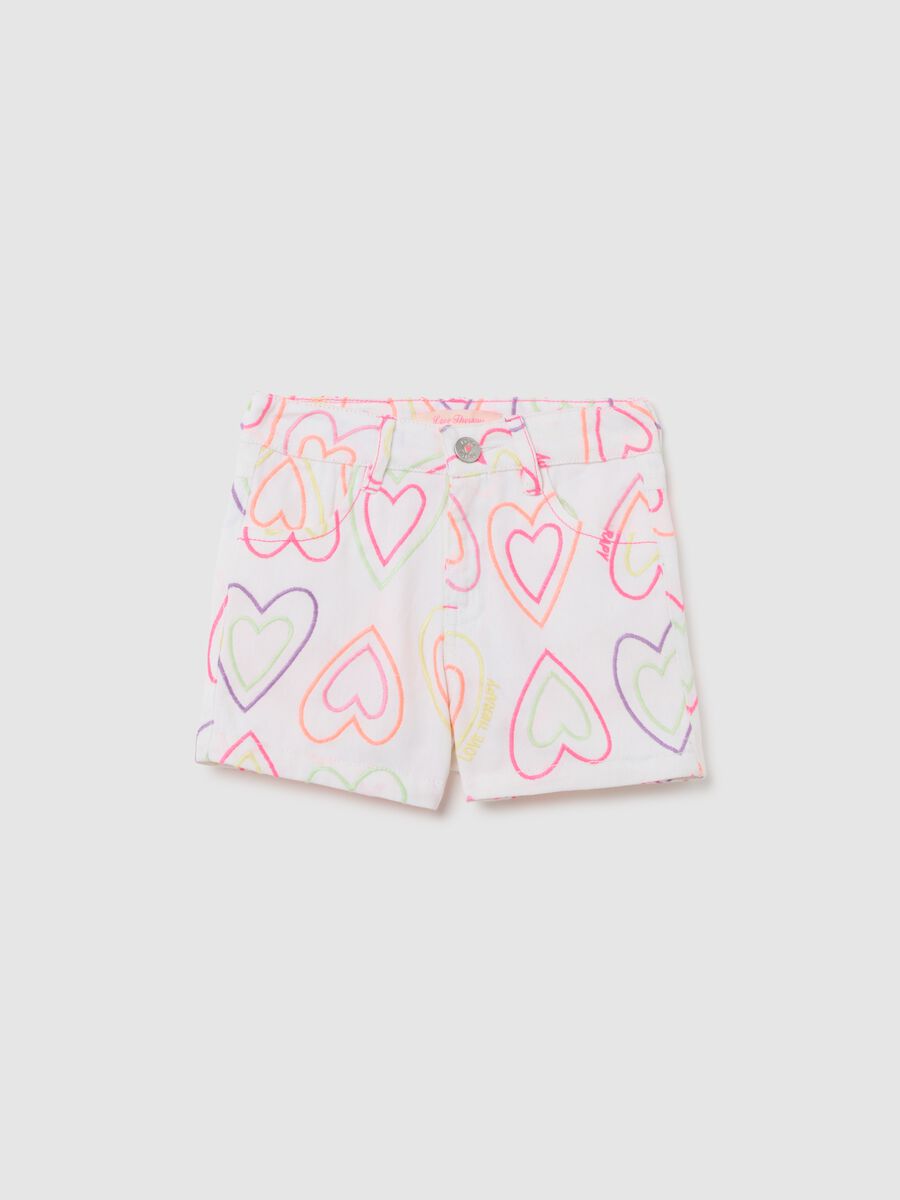 Girls' pure cotton multicolour regular fit shorts with print_0