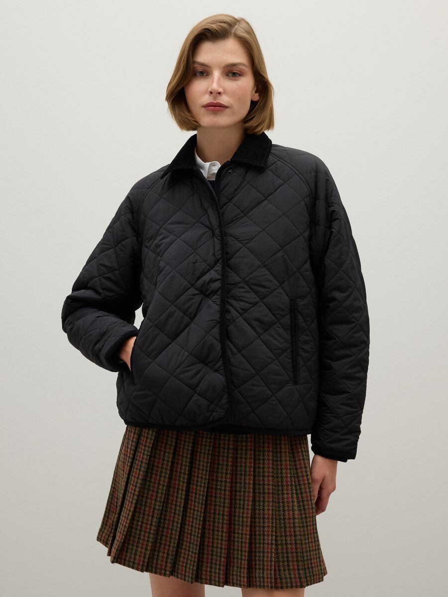 Black padded jacket regular fit_1