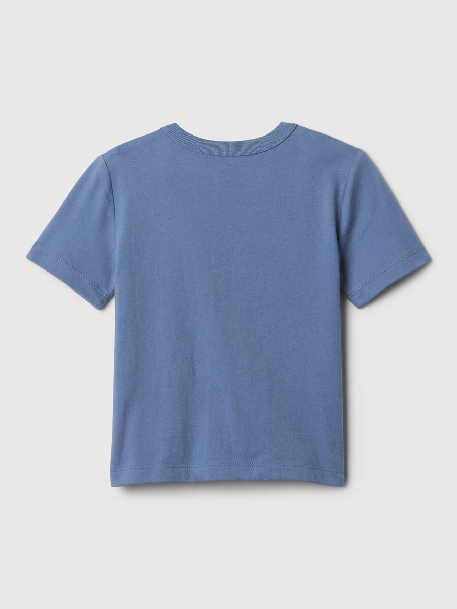 T-shirt in cotone con stampa logo e orsetto_1
