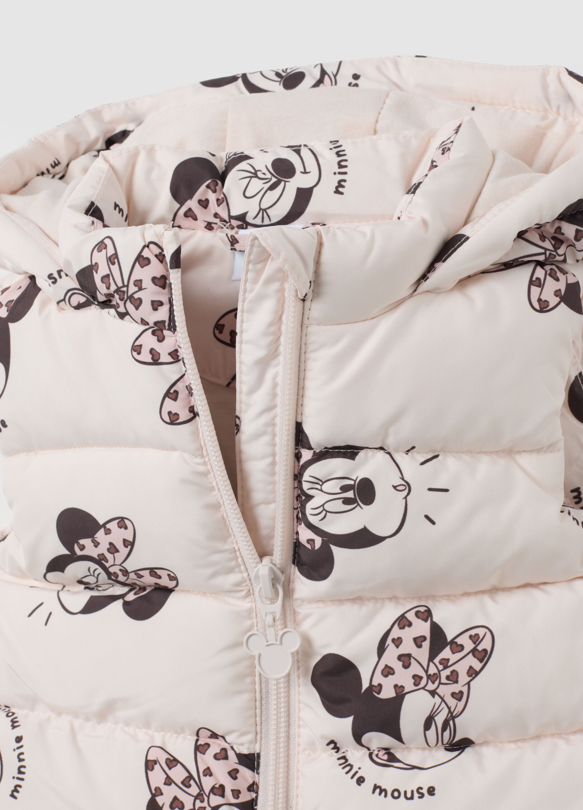 Gilet da bambina in tessuto rosa regular fit con stampa Minnie