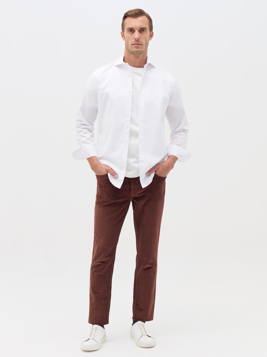 Trousers with five pockets in corduroy_1