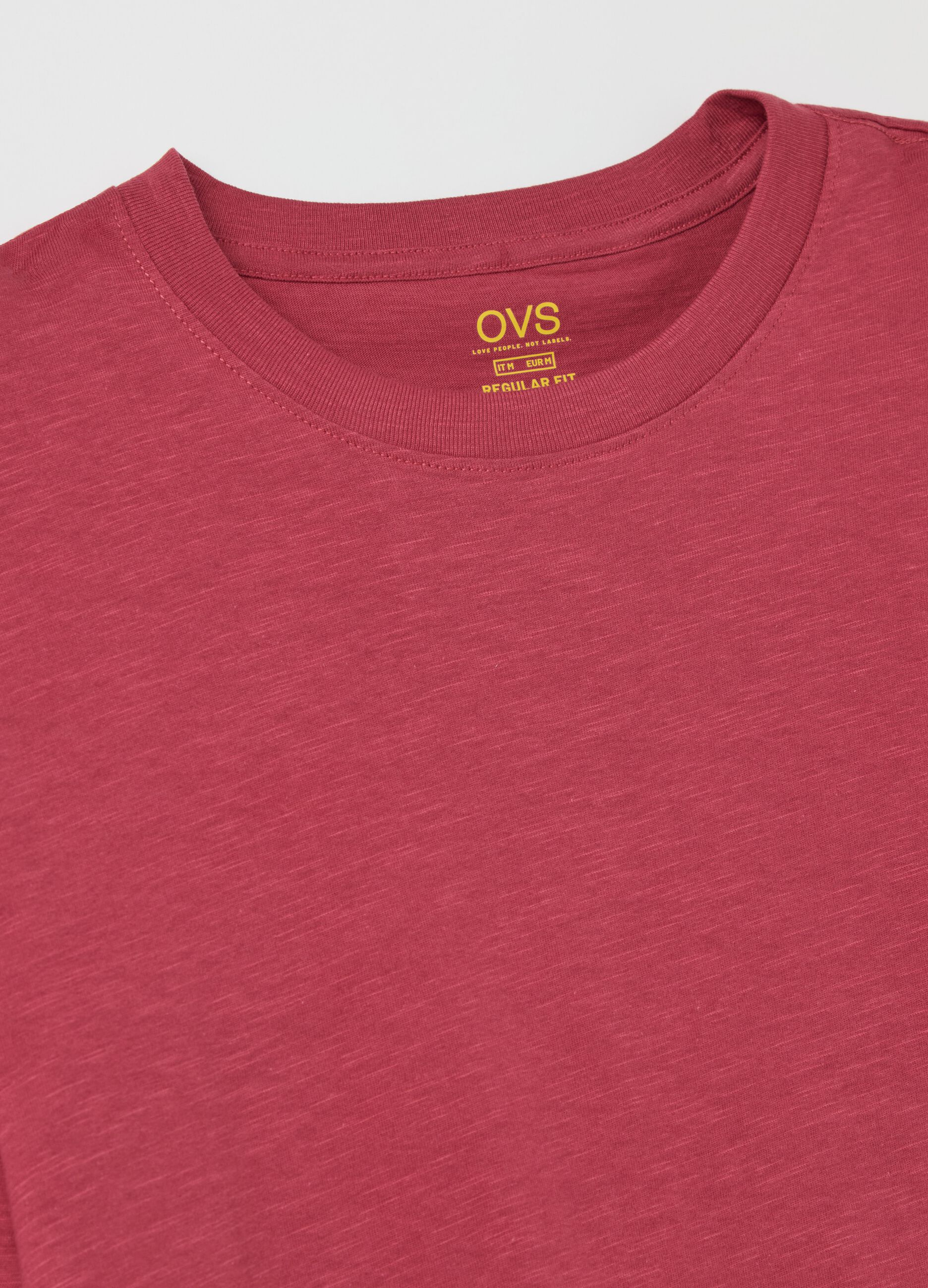 T-shirt girocollo in cotone slub