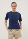 Blue regular-fit pure cotton T-shirt with perforated detail_0