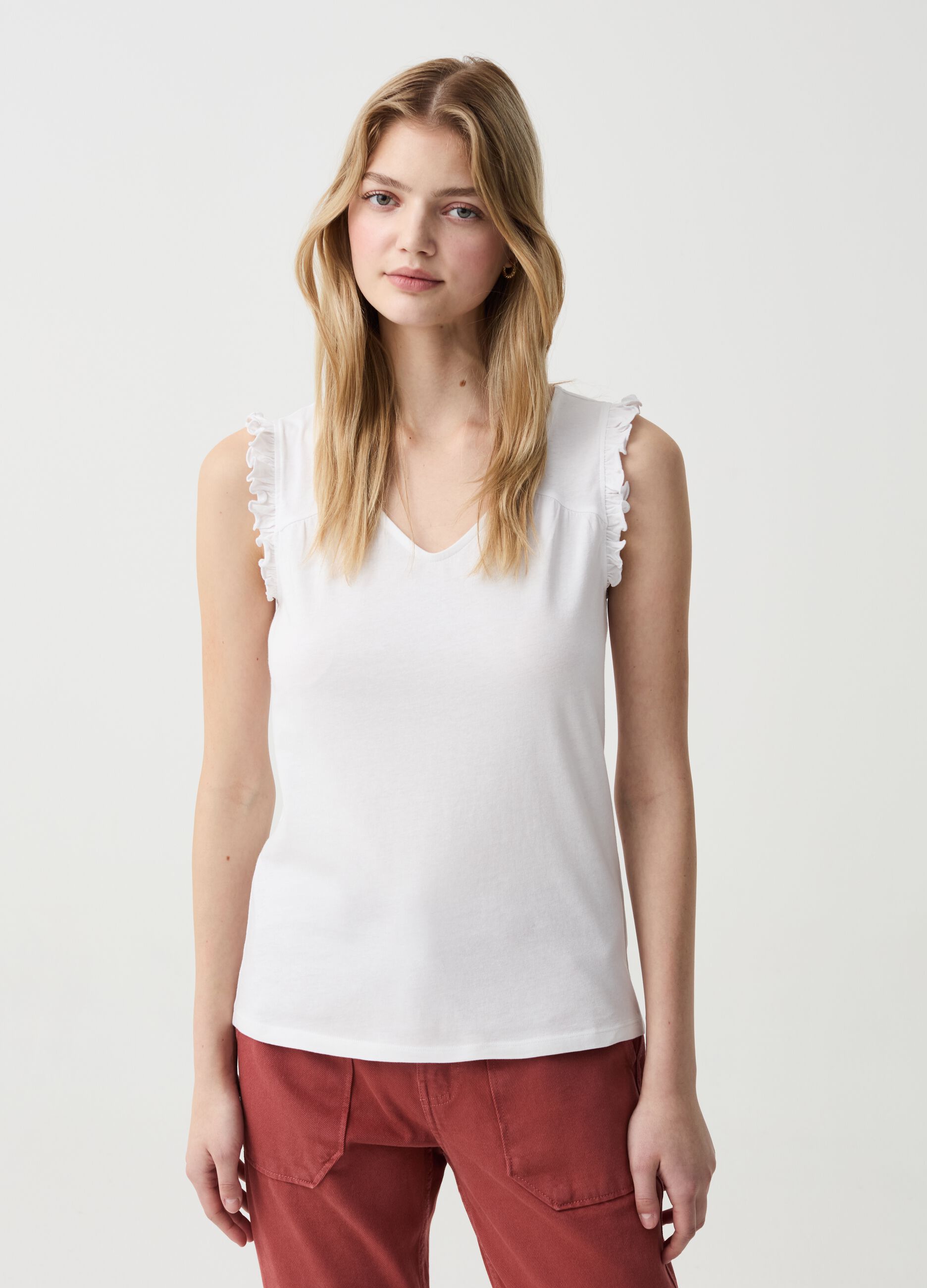 Tank top with frills