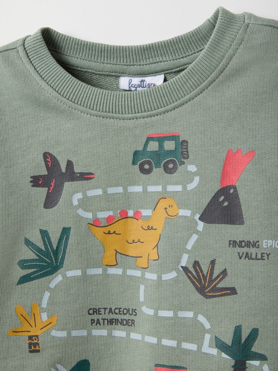 Regular fit green pure cotton sweatshirt and trousers set for boys_2