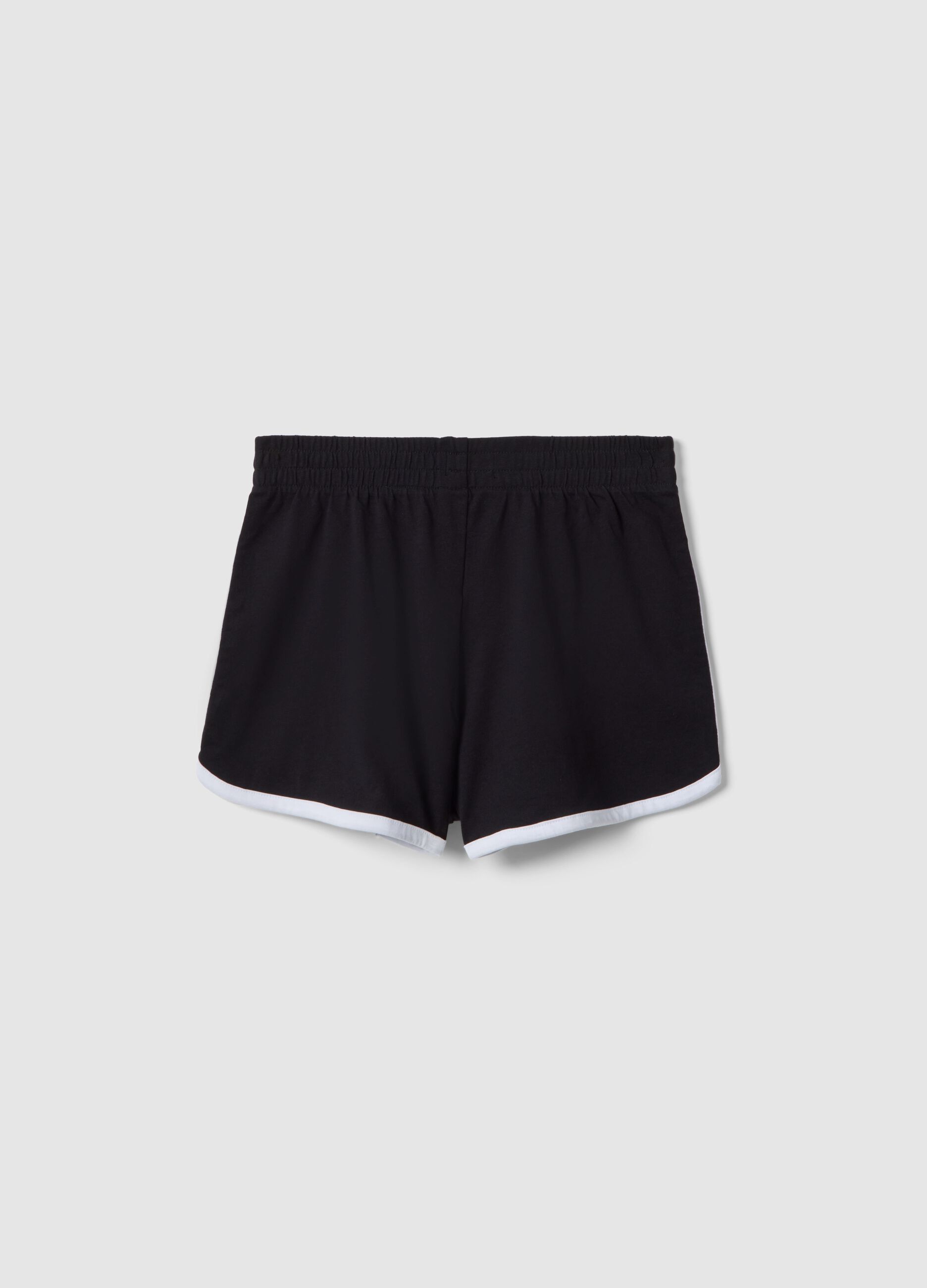 Girl's black pure cotton slim fit shorts
