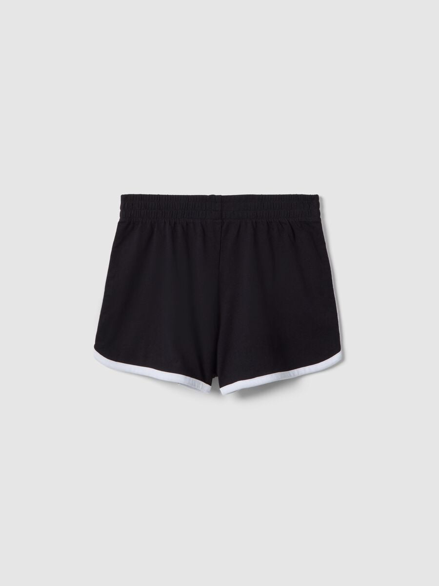 Pantaloni corti in puro cotone nero da ragazza slim fit_4