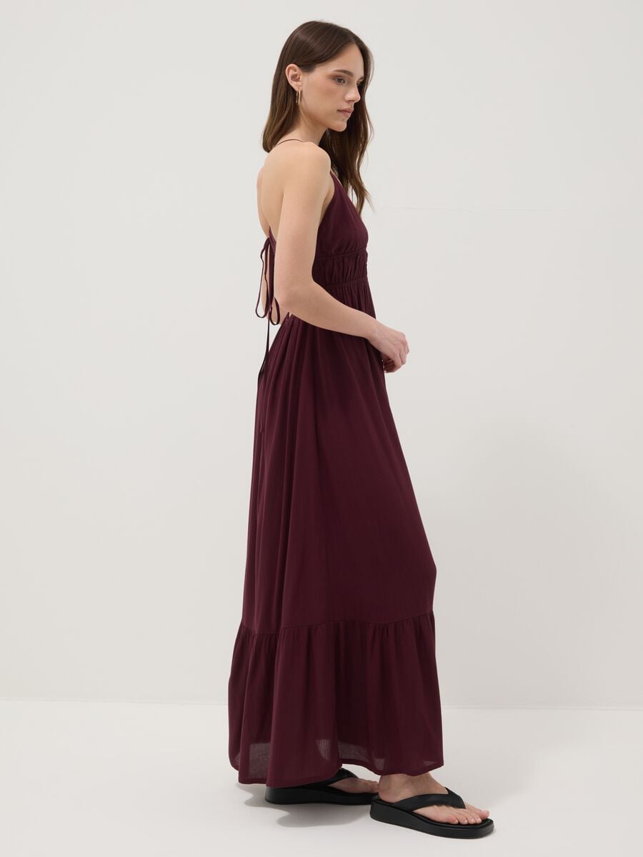 Purple maxi dress in pure viscose_0