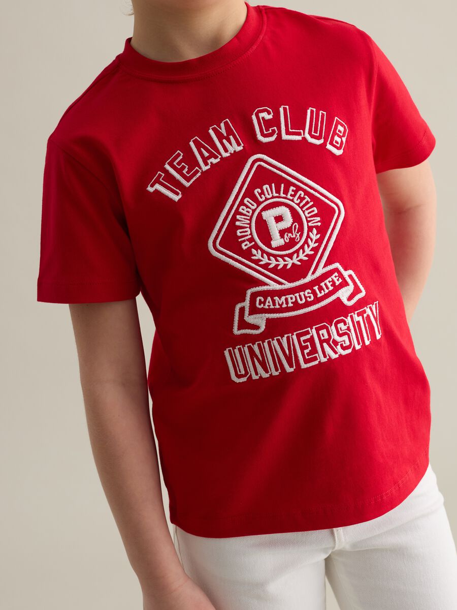 Cotton T-shirt with lettering embroidery_1