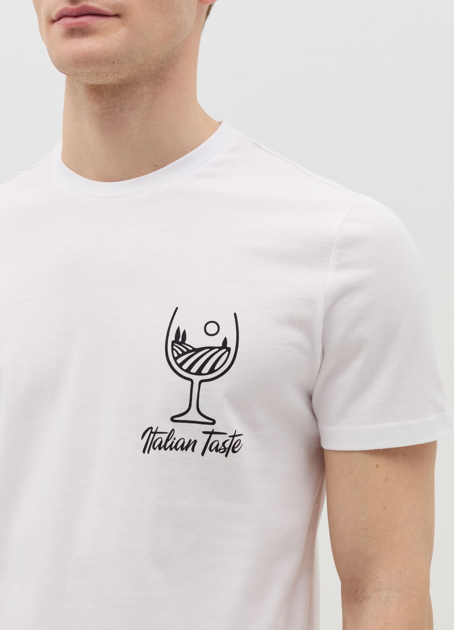 Cotton T-shirt with "Italian Taste" print