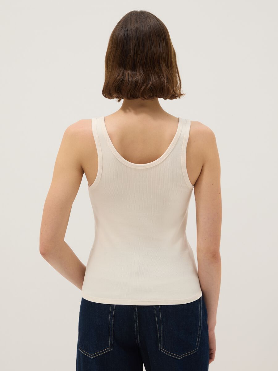 Canotta in cotone elasticizzato beige regular fit_2