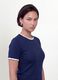 Blue stretch viscose crew-neck T-shirt with contrast trim_0
