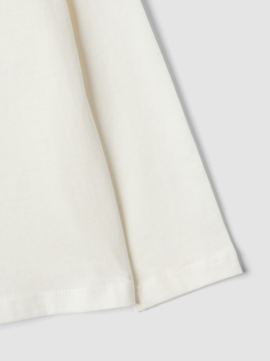 White pure organic cotton T-shirt with bow print for girls_3
