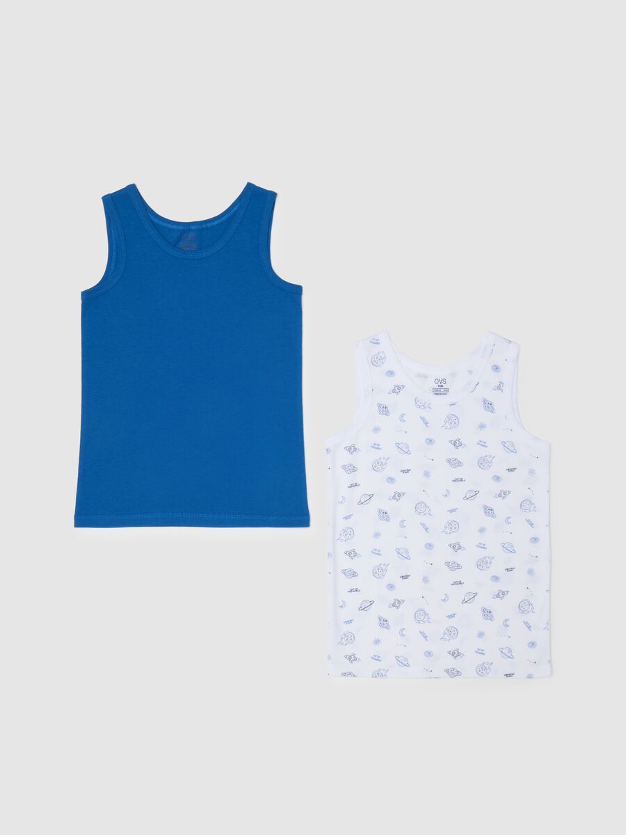 Multicoloured pure cotton kids' vest twin pack_0