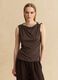 Brown sleeveless viscose-blend top with jewel detail_2