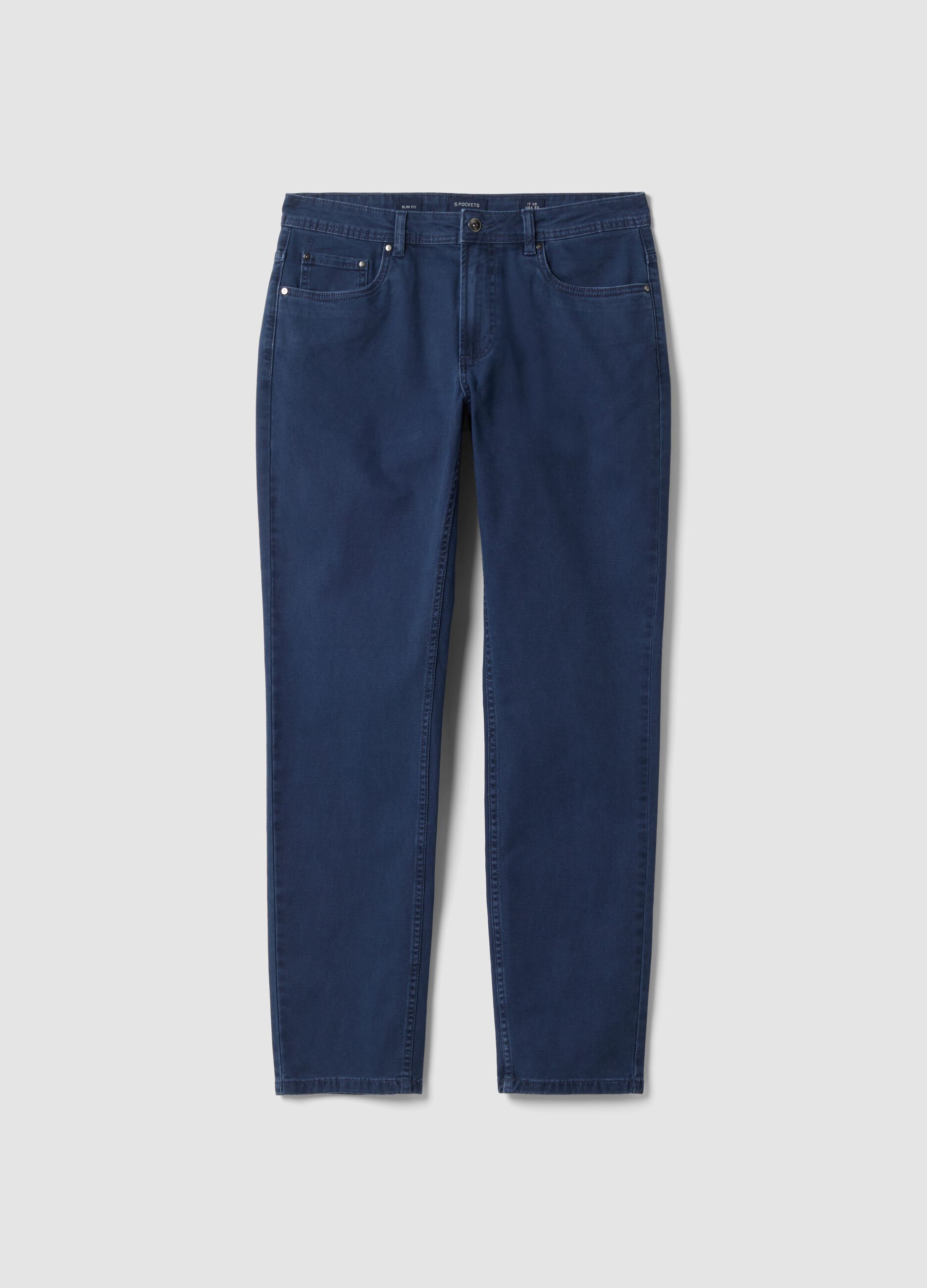 Pantaloni blu in cotone elasticizzato slim fit