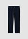 Casual blue linen-cotton blend trousers, regular fit_4