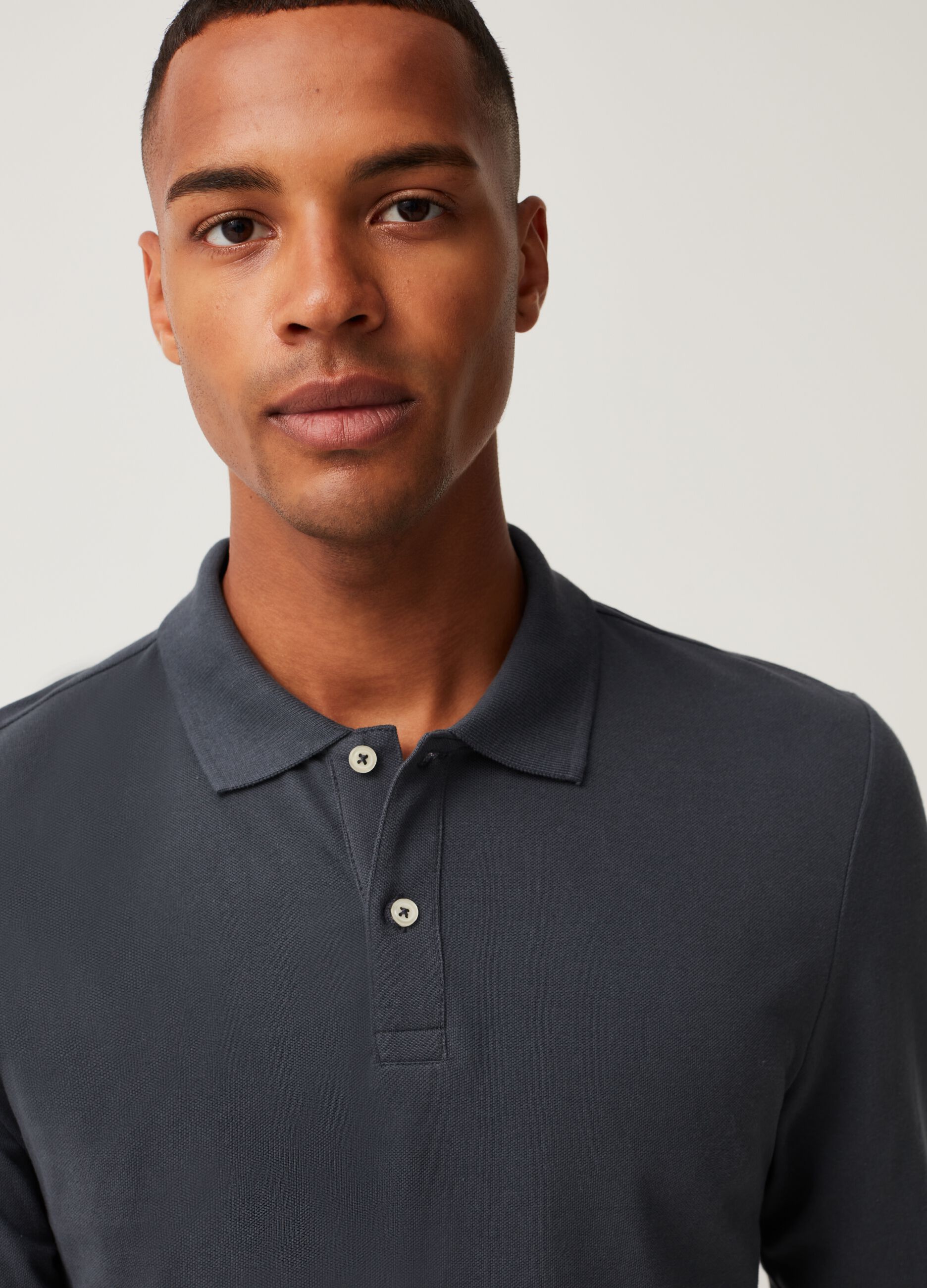 Polo in cotone piquet maniche lunghe_0