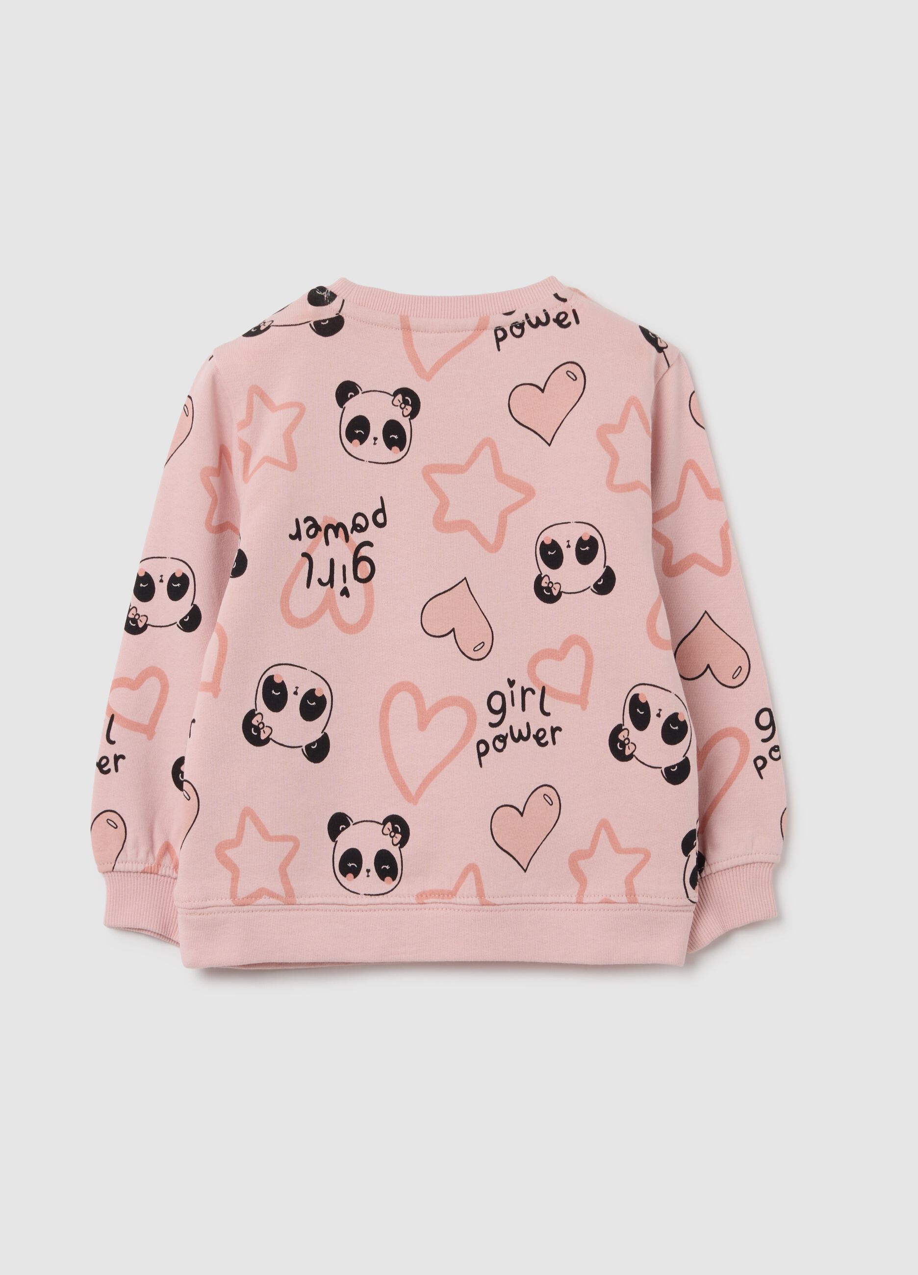 Girls' pink pure cotton regular fit sweatshirt with print