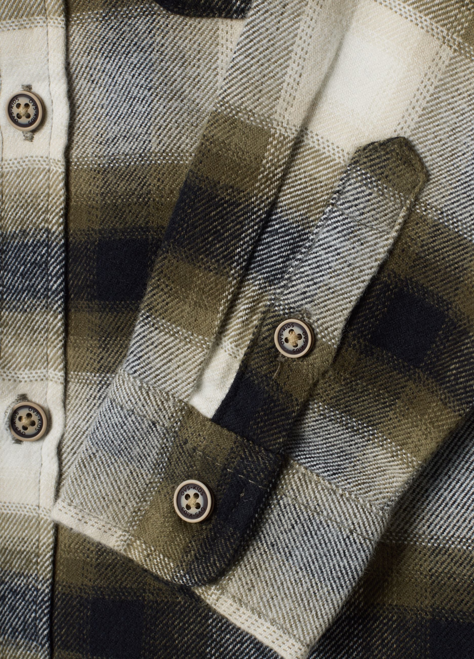 Camicia multicolor a quadri in puro cotone twill over fit