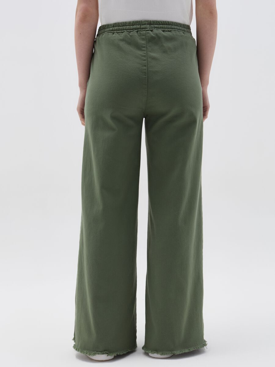 Fleece palazzo trousers with raw edging_2
