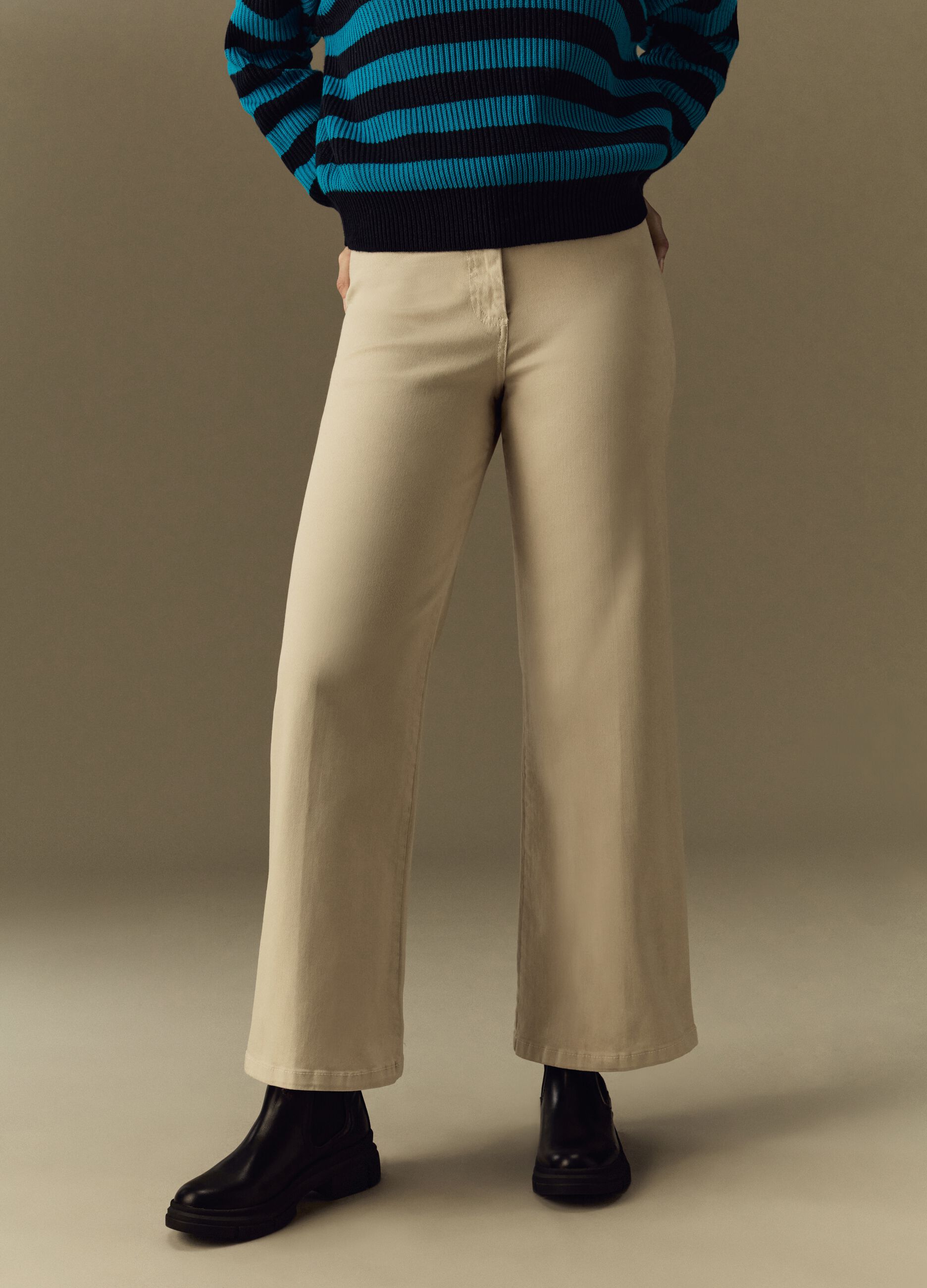 Jeans wide leg in cotone stretch_1