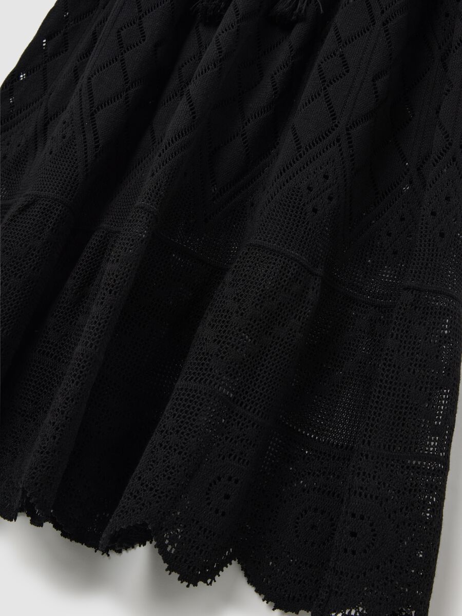 Black long skirt with perforated details by Piombo_5