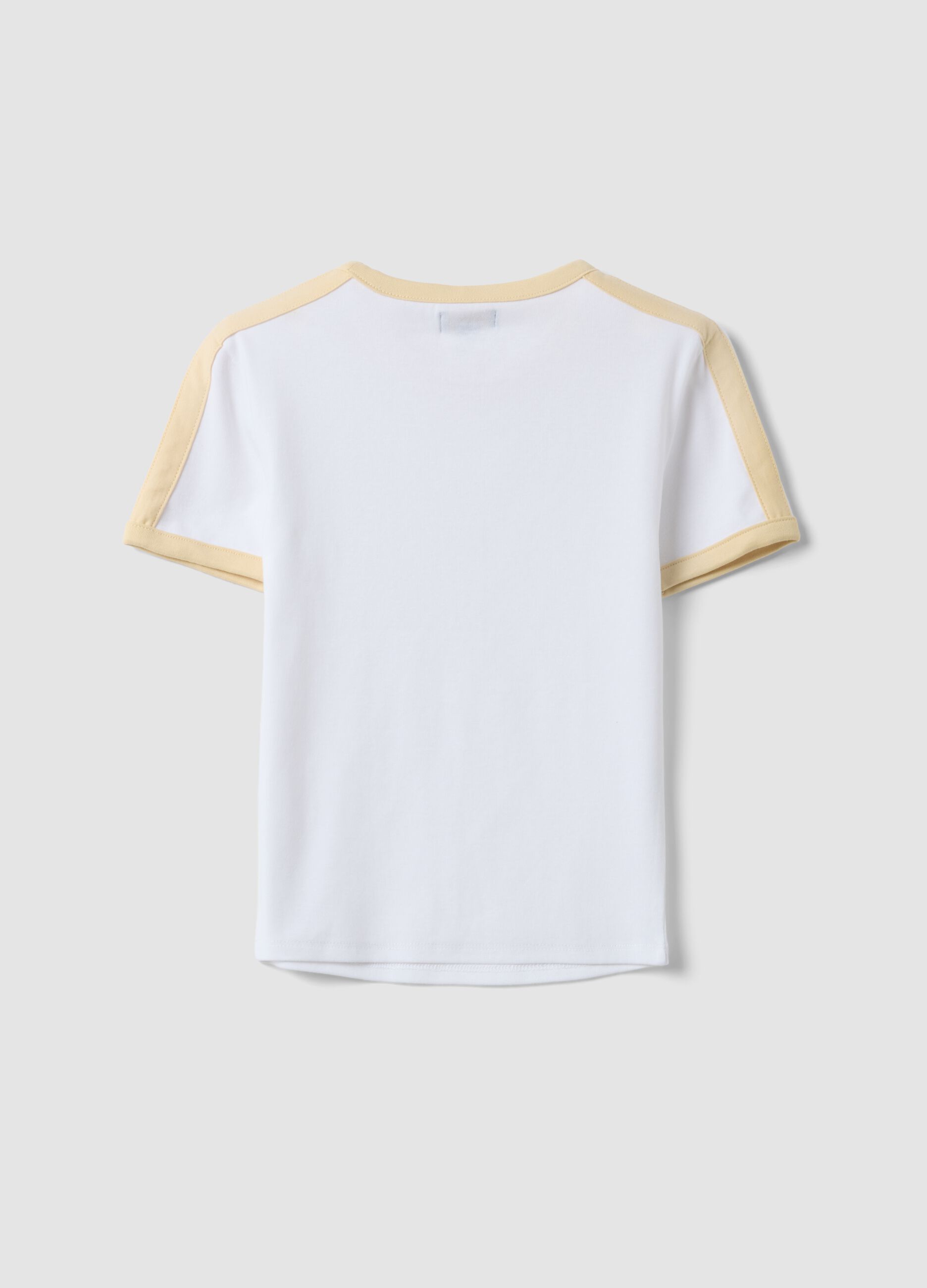 Girls&rsquo; white stretch cotton T-shirt, regular fit