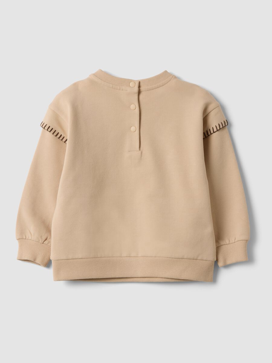 Felpa marrone in cotone elasticizzato con girocollo_1