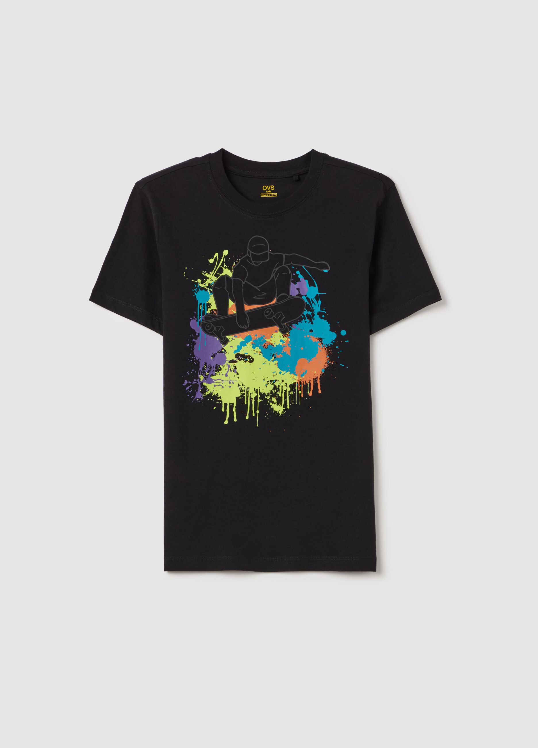 Cotton T-shirt with skater boy print