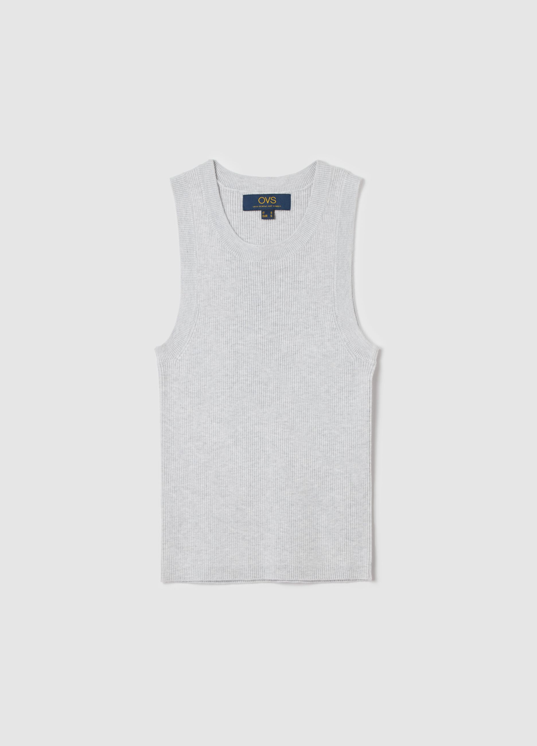 Ribbed tank top with halter neck