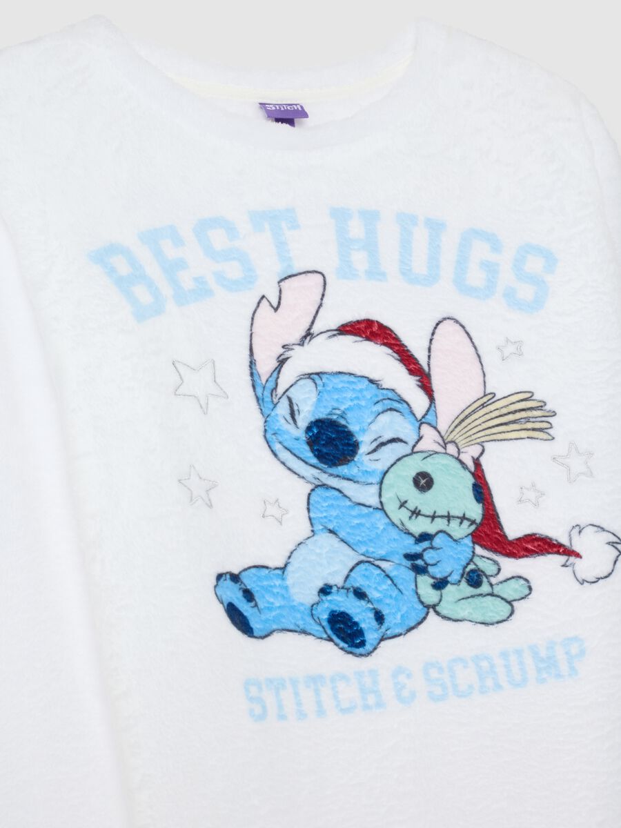 Pigiama da ragazza in coral fleece blu e bianco_3
