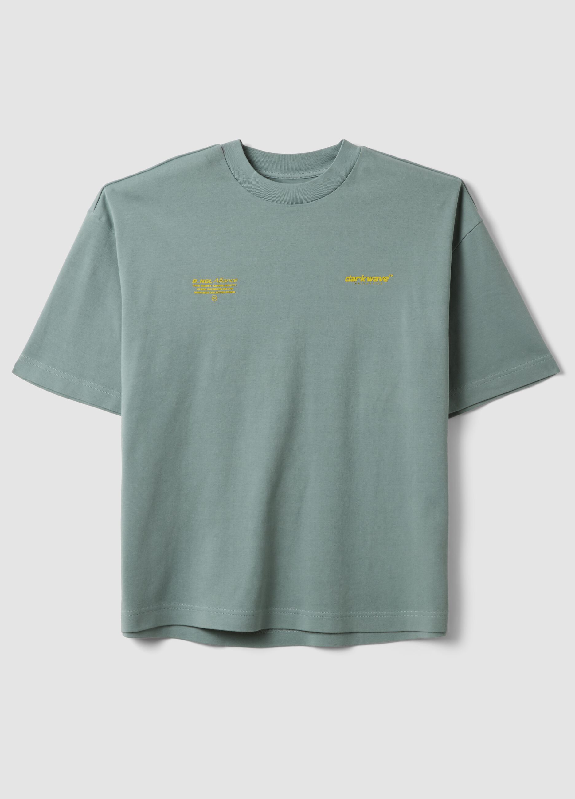 Brown cropped pure cotton T-shirt with boxy fit print