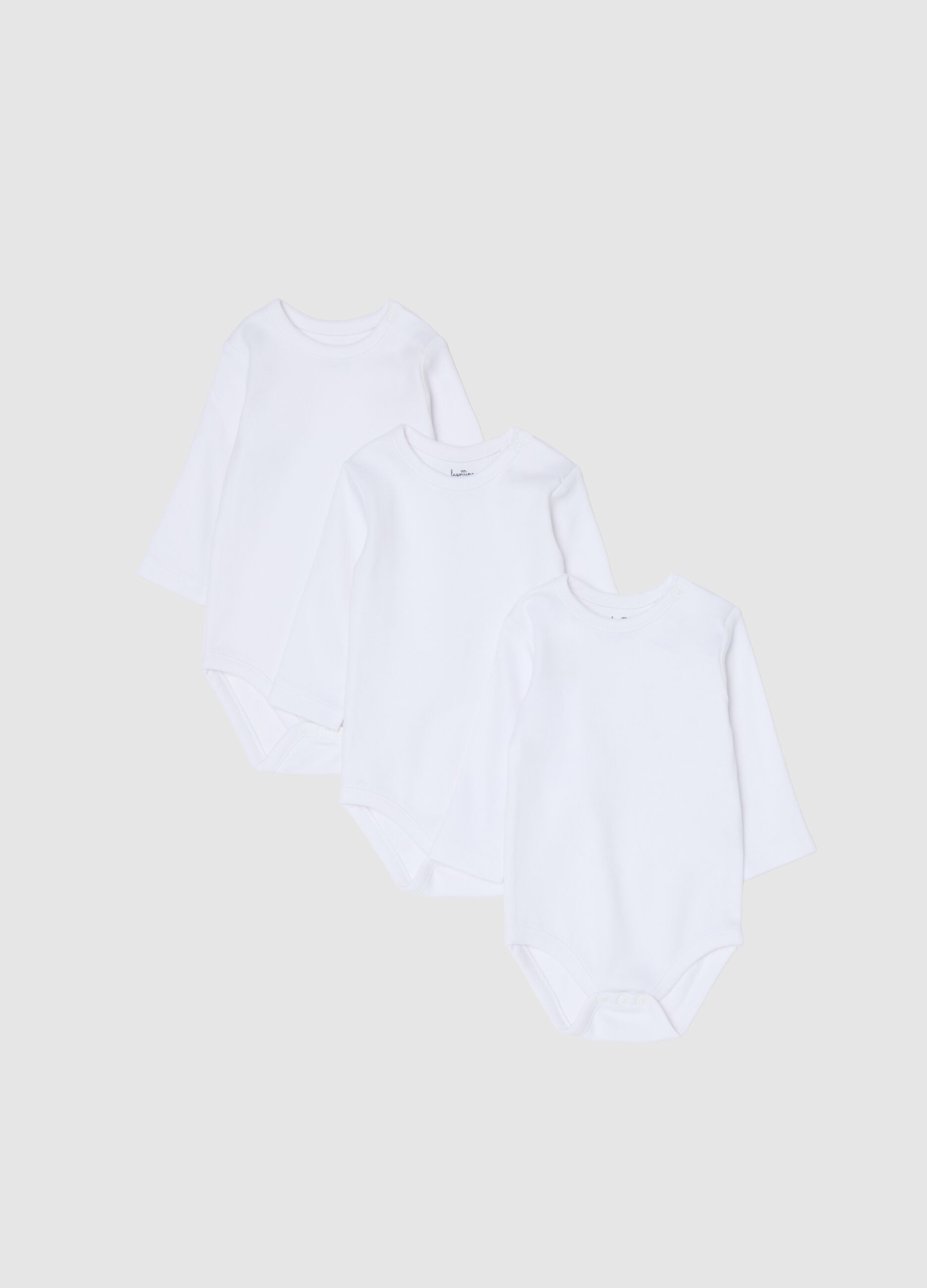 Pure White Cotton Baby Bodysuit Tripack