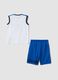 Blue and White Pure Cotton Set with Top and Shorts_1