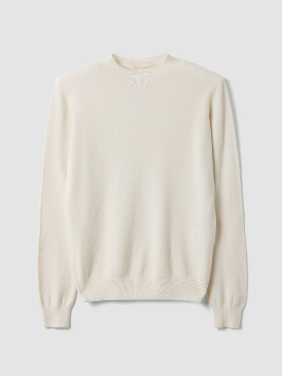 White viscose and wool blend jumper, regular fit_4