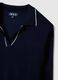 Blue viscose blend jumper with polo collar regular fit_5