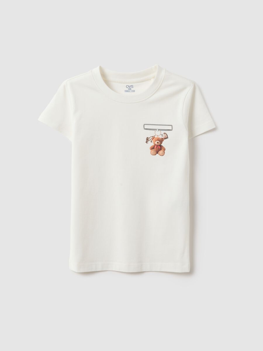 Girls' white stretch cotton fitted T-shirt_3