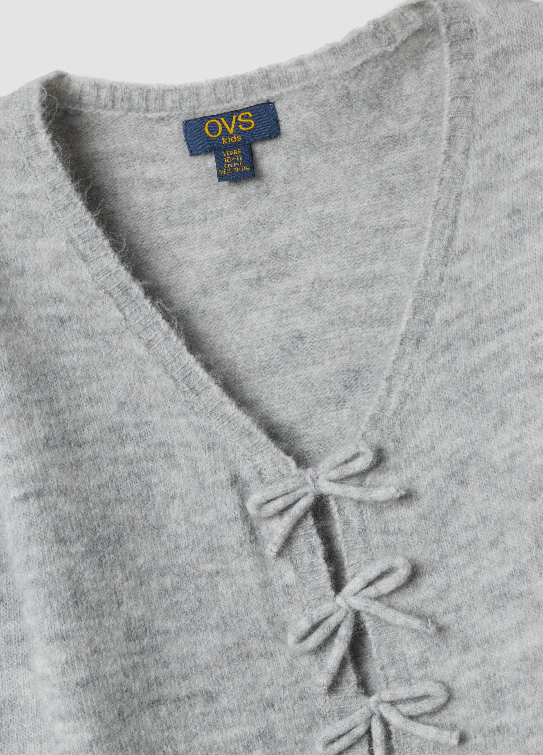 Grey marl stretch wool cardigan, regular fit