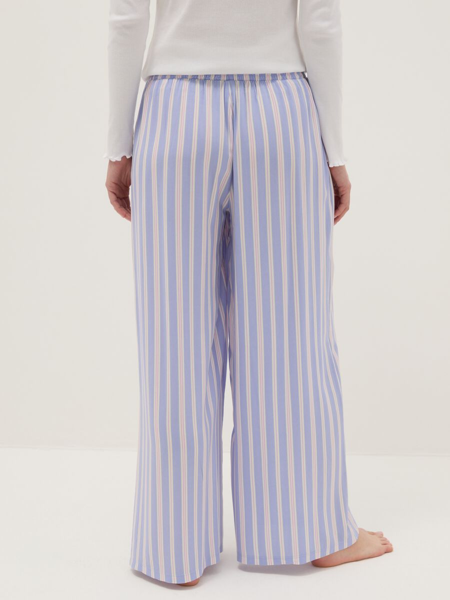 Regular fit multicolour striped trousers in pure viscose_2
