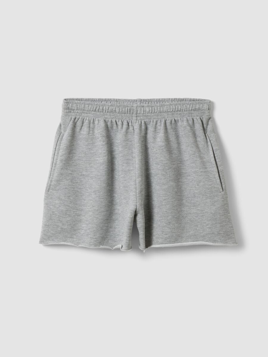 Short grigi in misto cotone con vita elastica_0