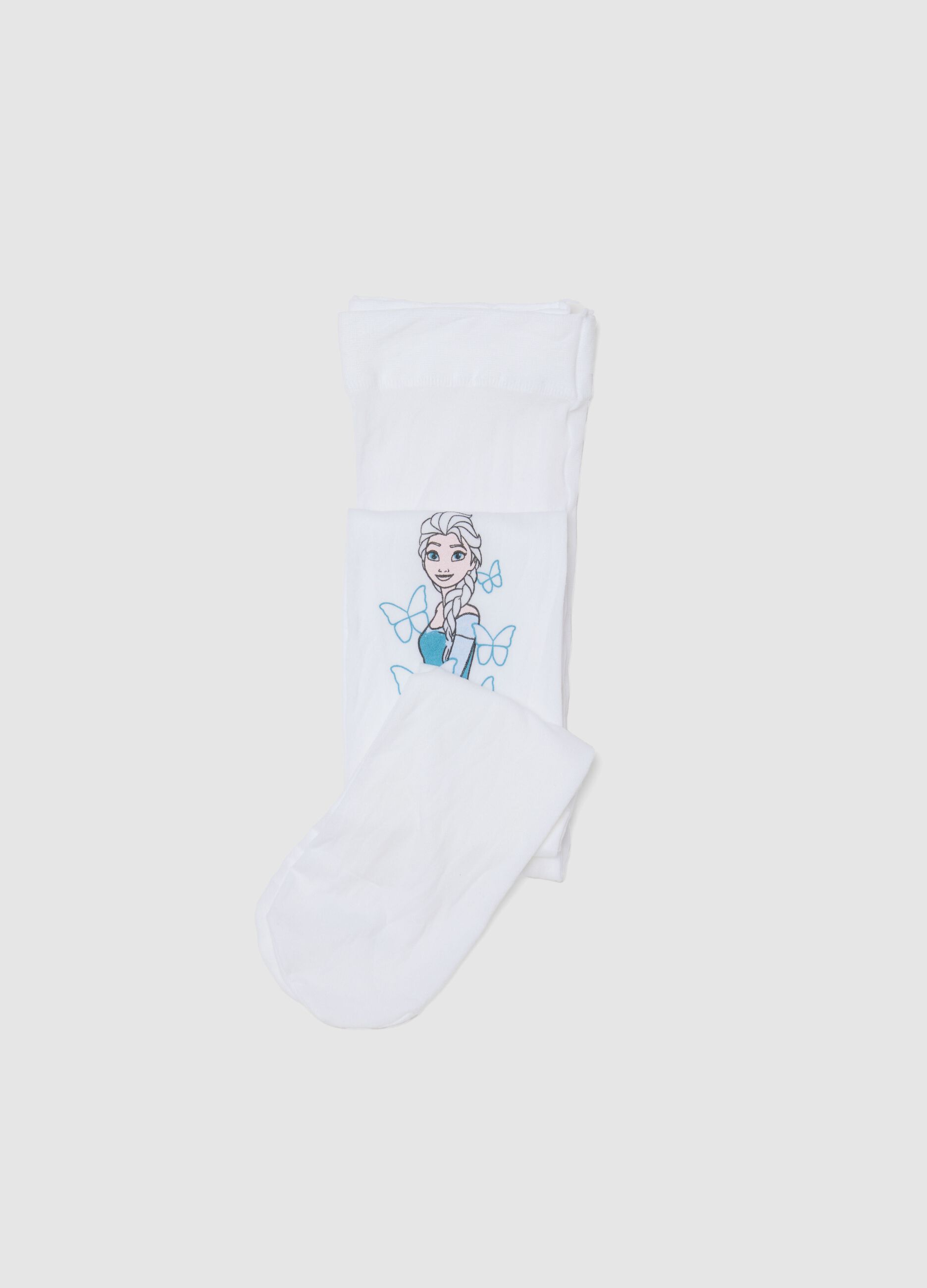 Collant elasticizzati bianchi da bambina con disegni Frozen