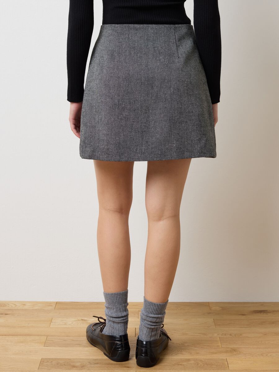 Regular fit grey wool blend skirt_2